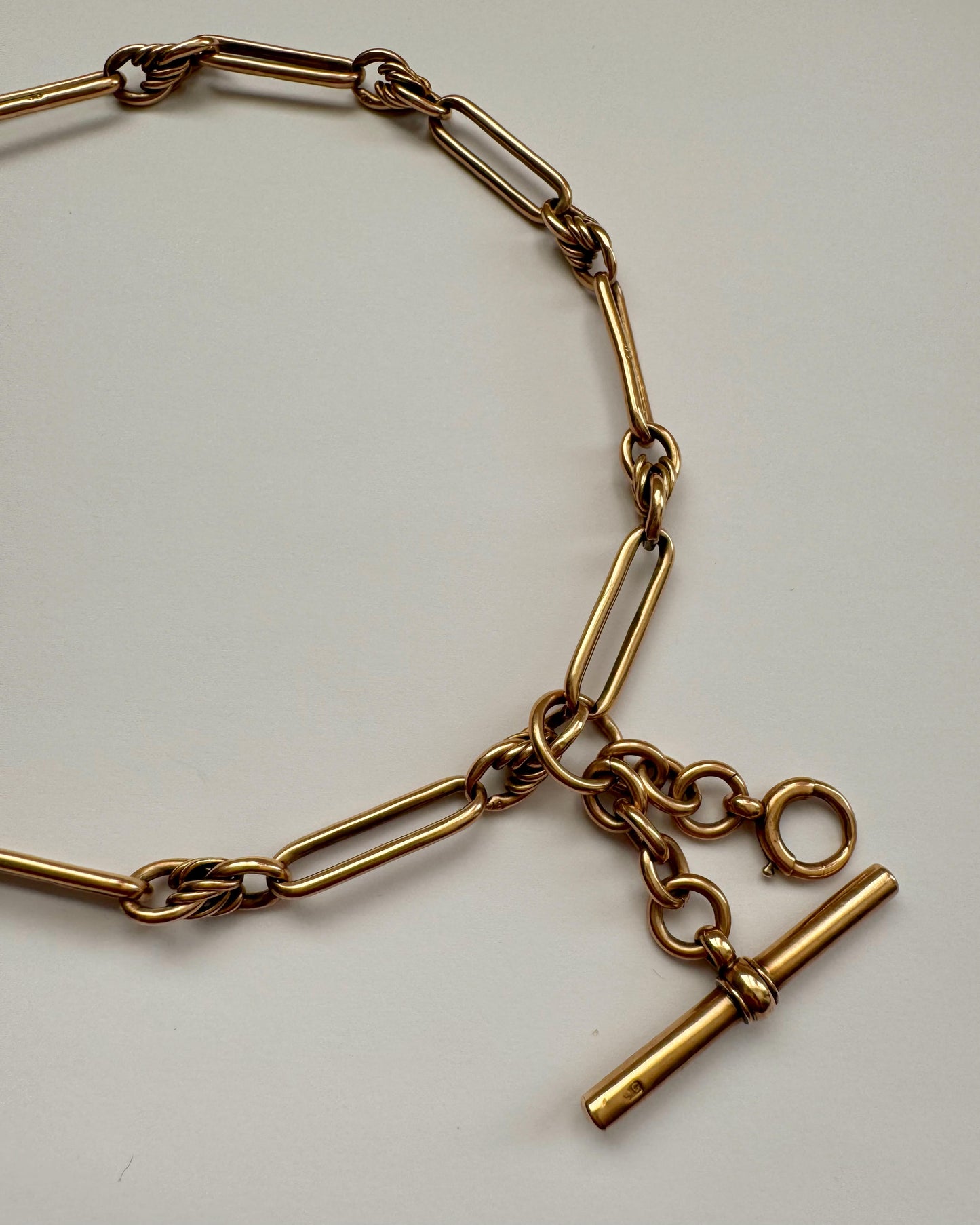9ct Antique love knot & fetter link Albert chain