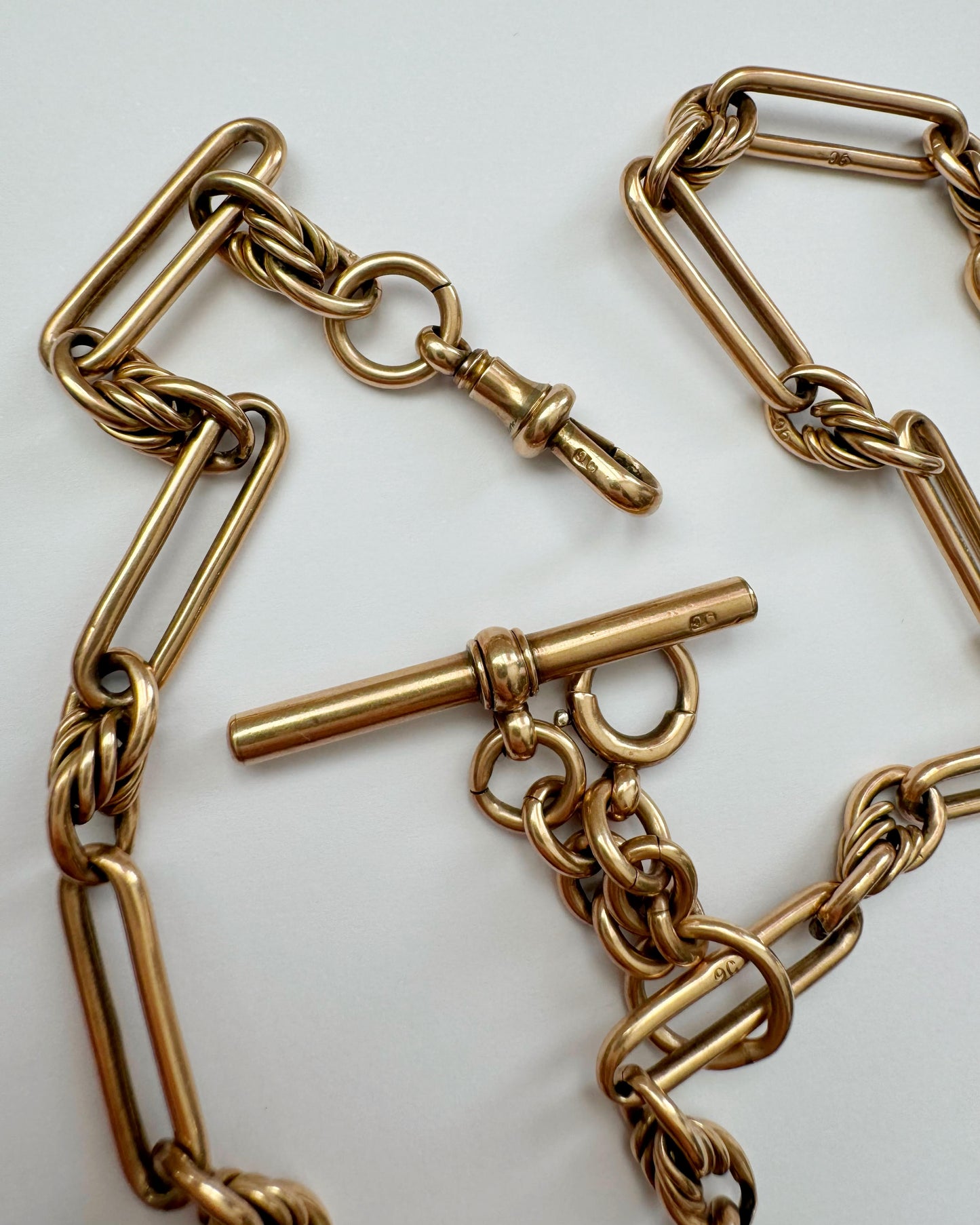 9ct Antique love knot & fetter link Albert chain