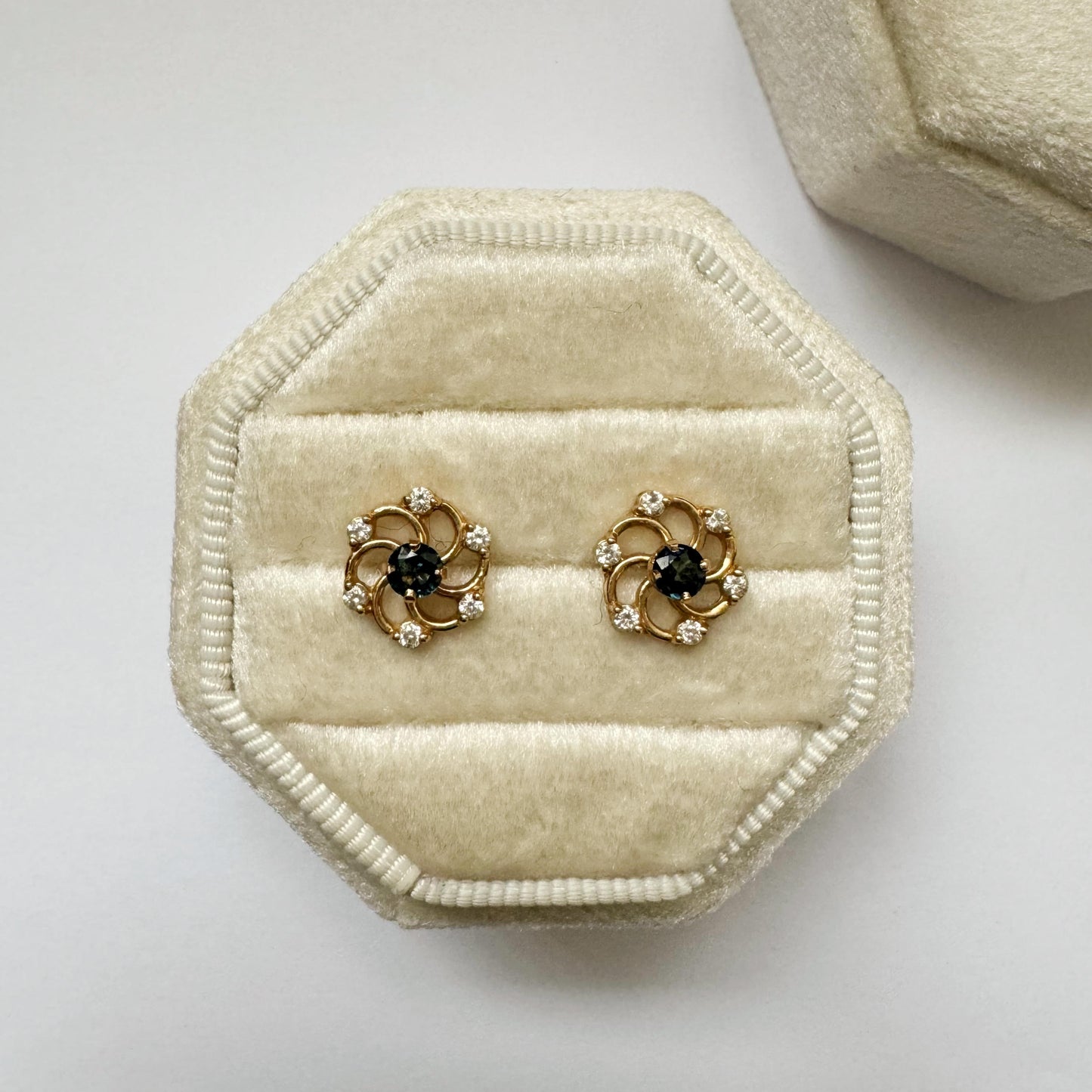 14ct Diamond, sapphire & pearl multi-way studs