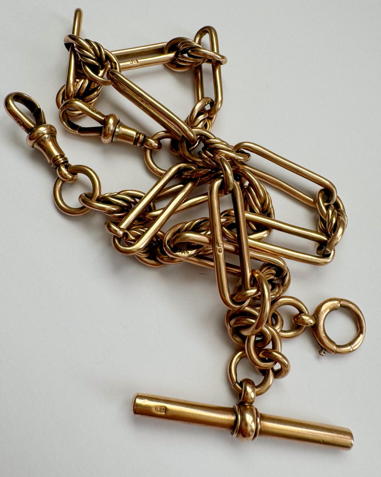 9ct Antique love knot & fetter link Albert chain