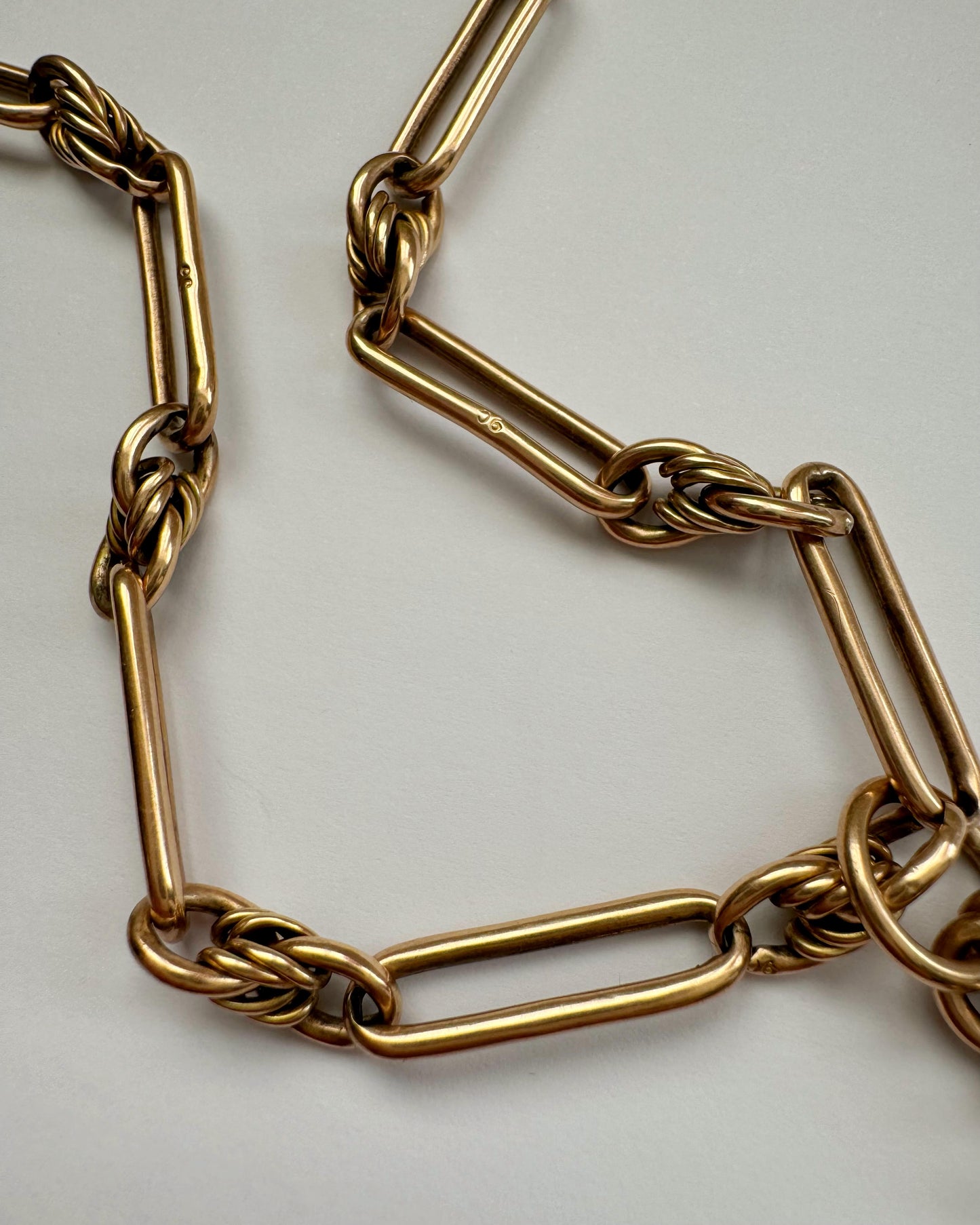 9ct Antique love knot & fetter link Albert chain