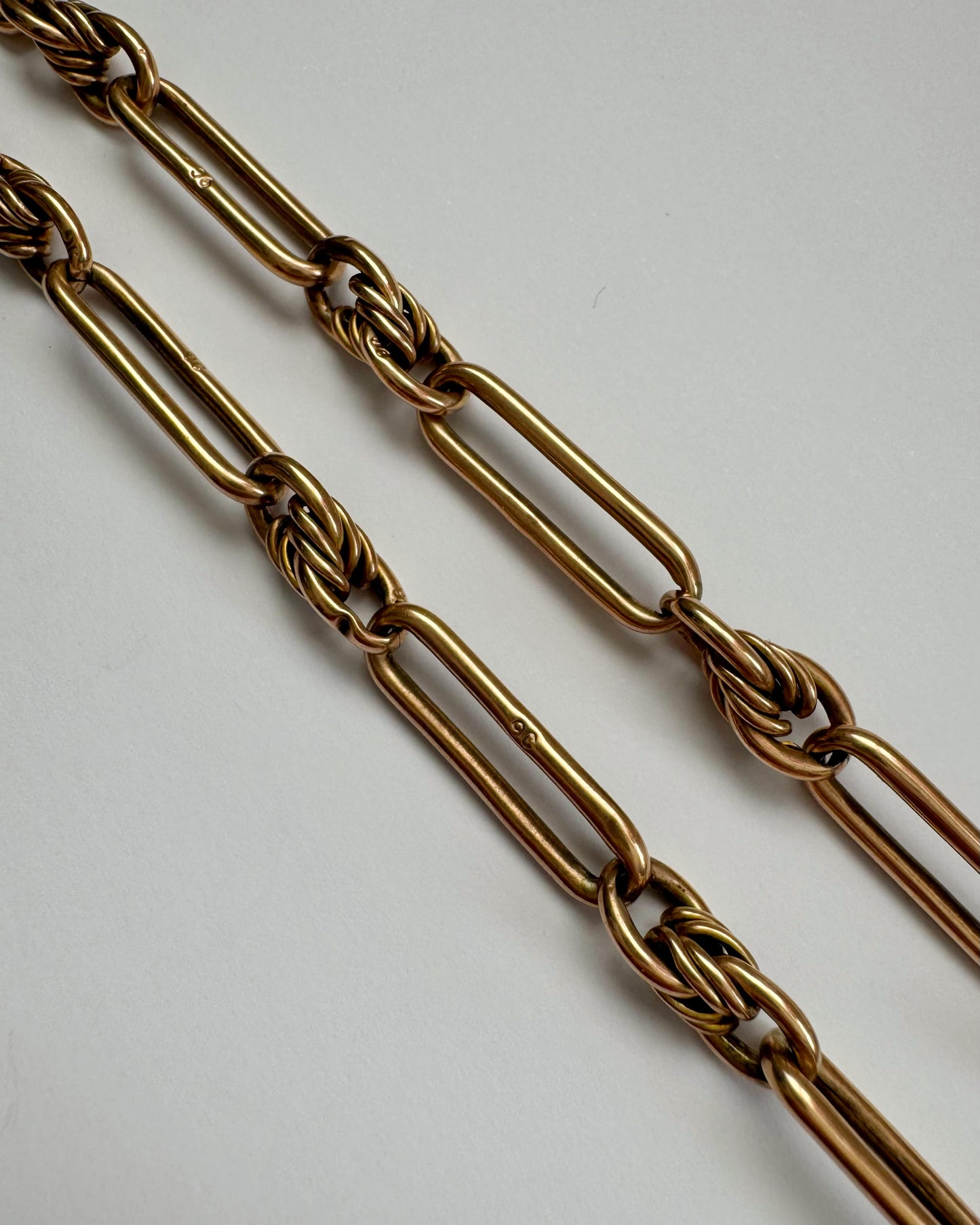 9ct Antique love knot & fetter link Albert chain