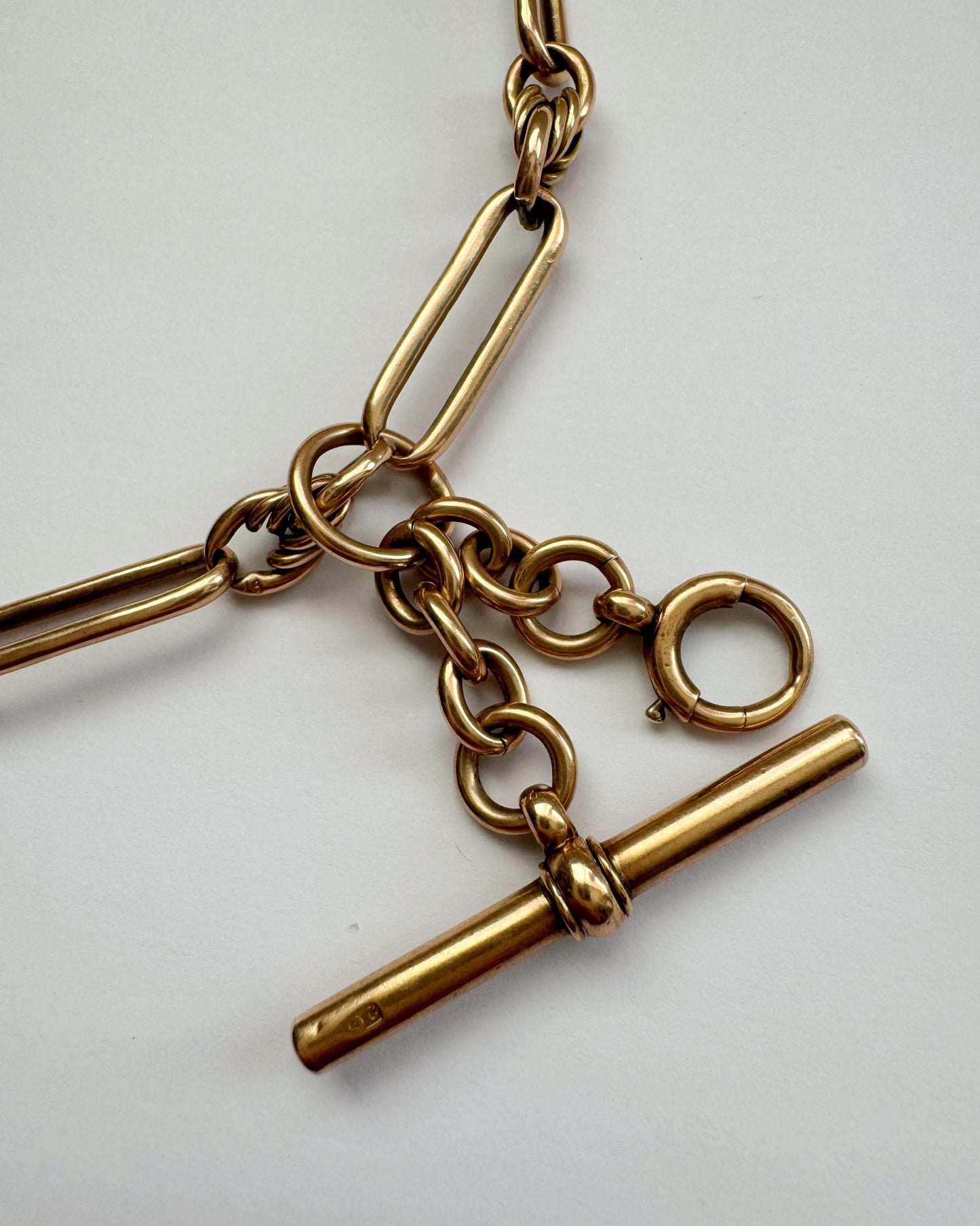9ct Antique love knot & fetter link Albert chain