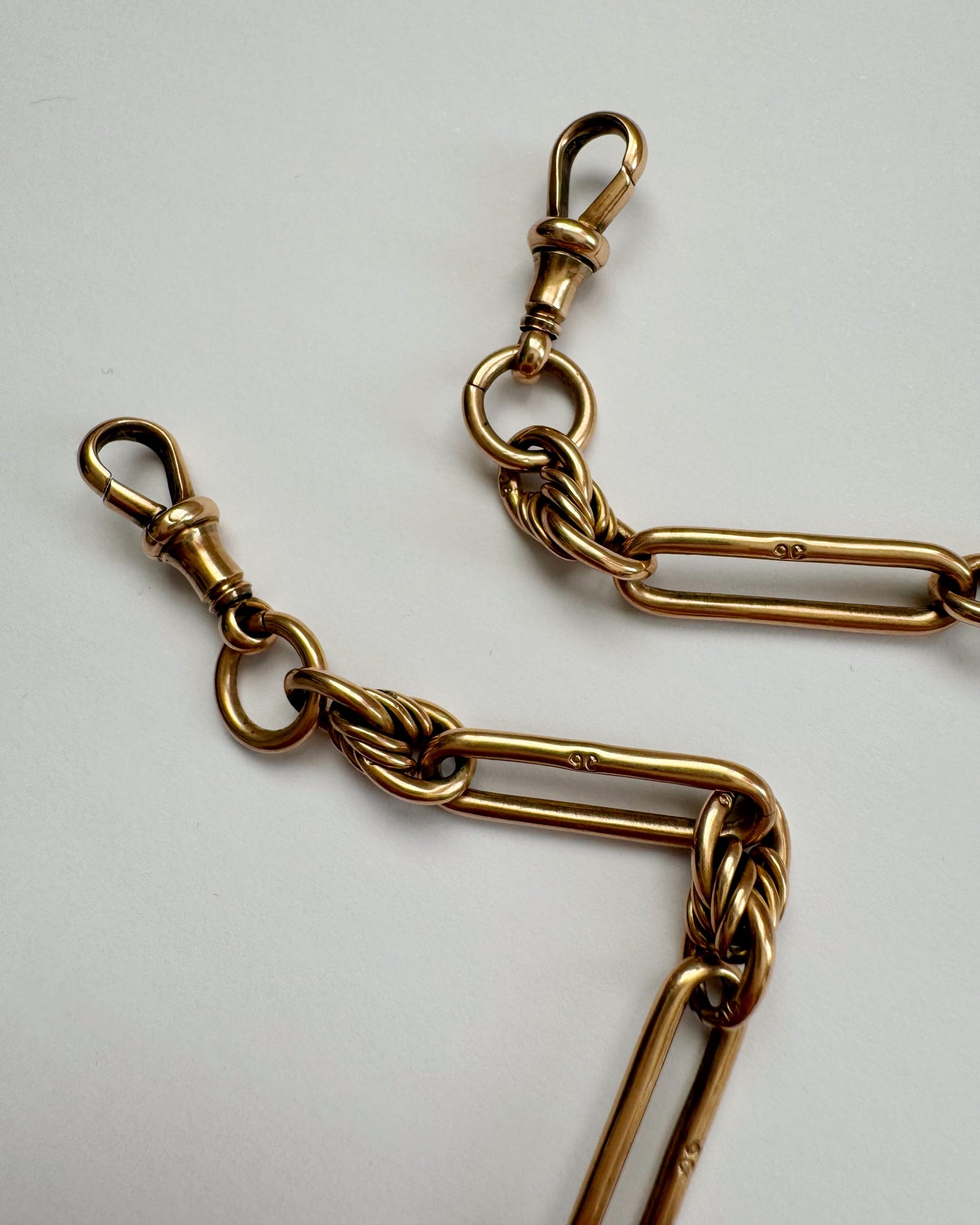 9ct Antique love knot & fetter link Albert chain