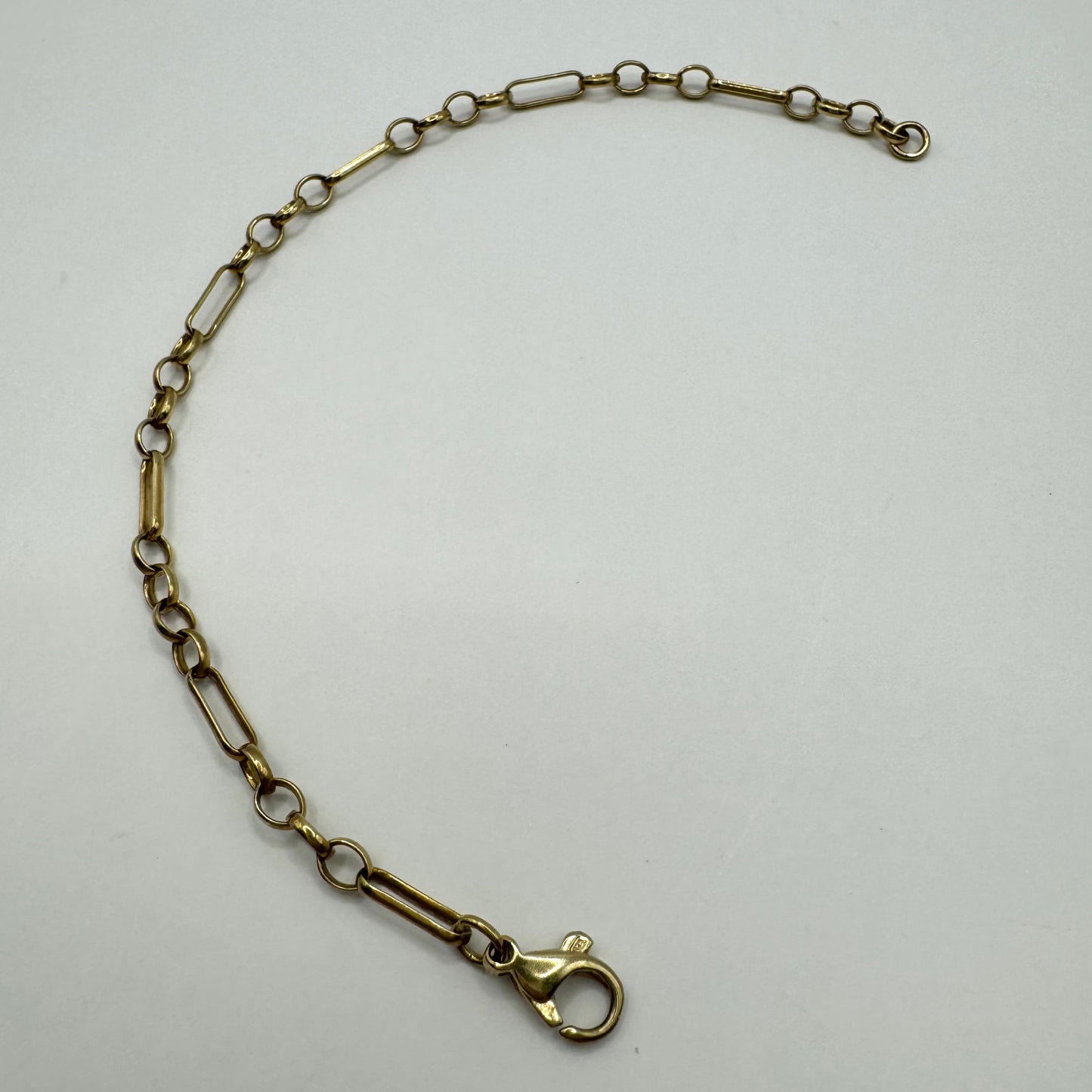 9ct Vintage paperclip & belcher link bracelet