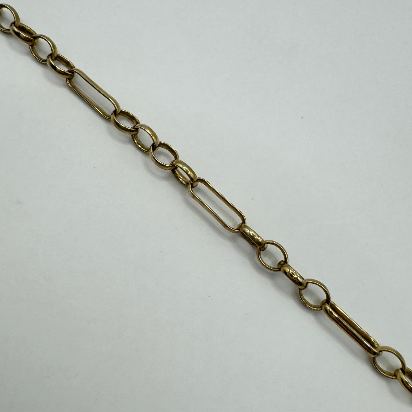 9ct Vintage paperclip & belcher link bracelet