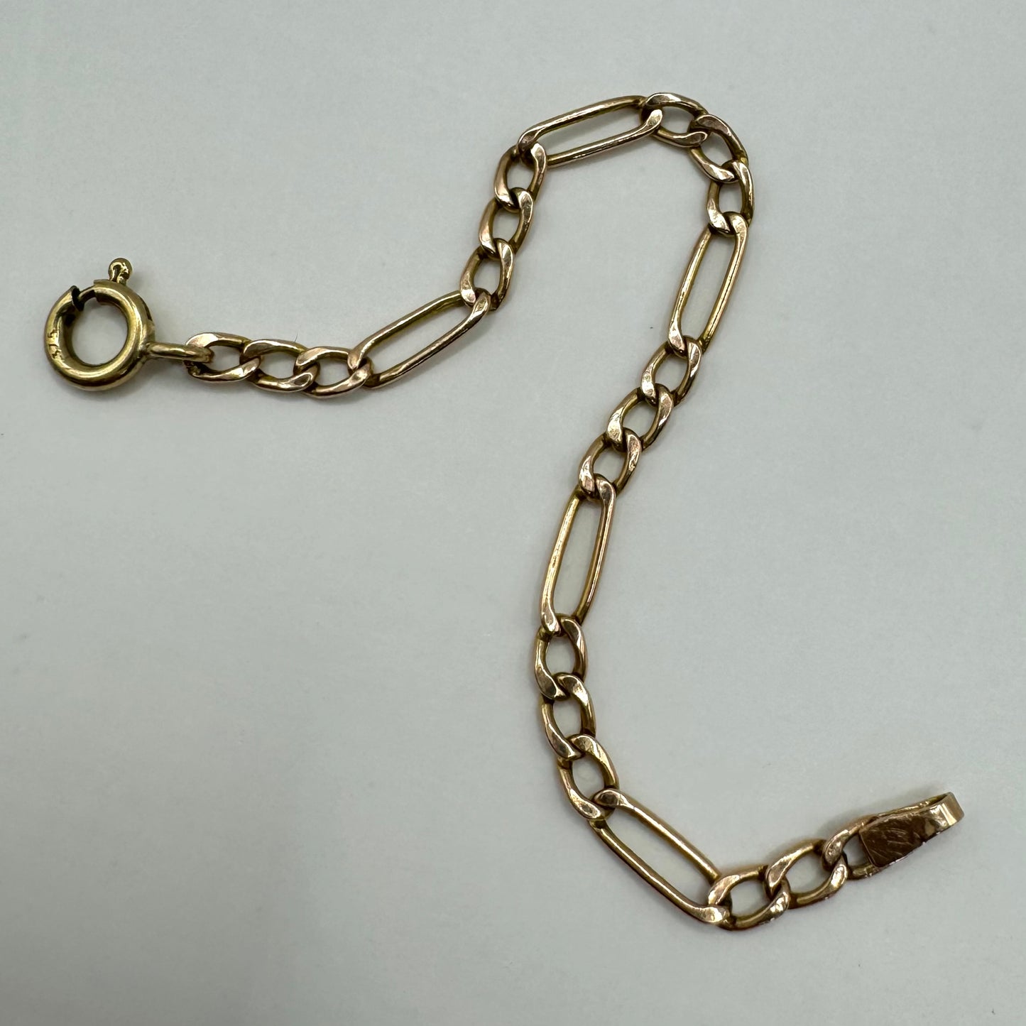 9ct Vintage figaro chain extender with bolt clasp