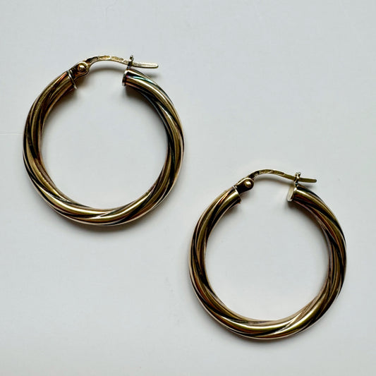 9ct UnoAerre slim twist hoops