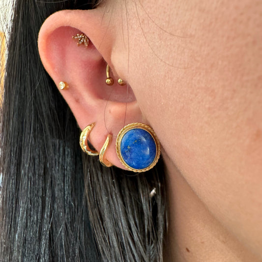 9ct Vintage Lapis and gold studs