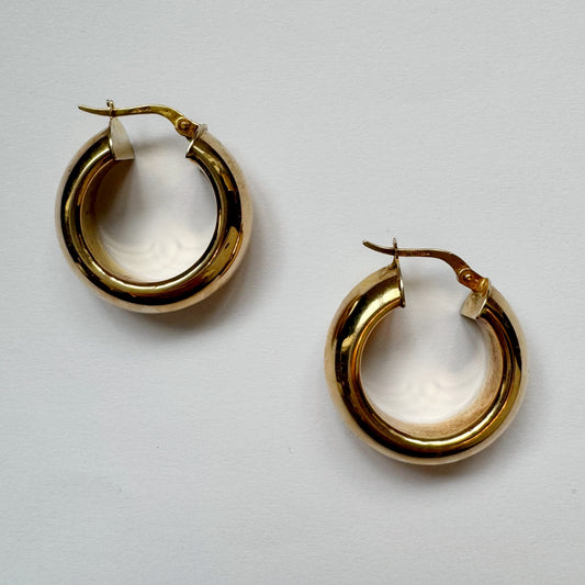 9ct Vintage large puffy hoops