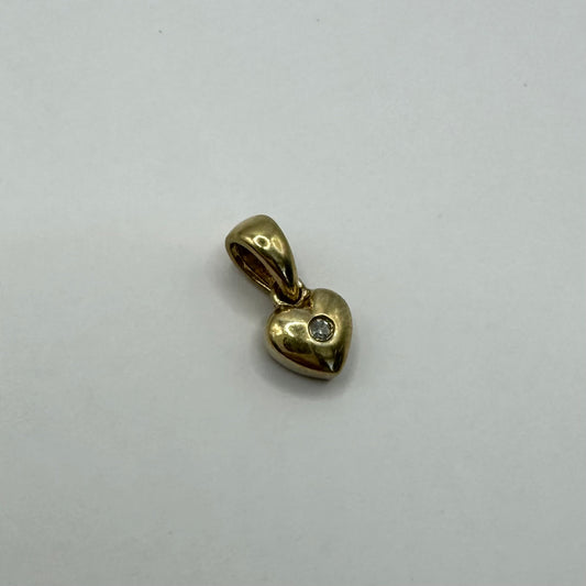 9ct Dainty diamond puffy heart charm