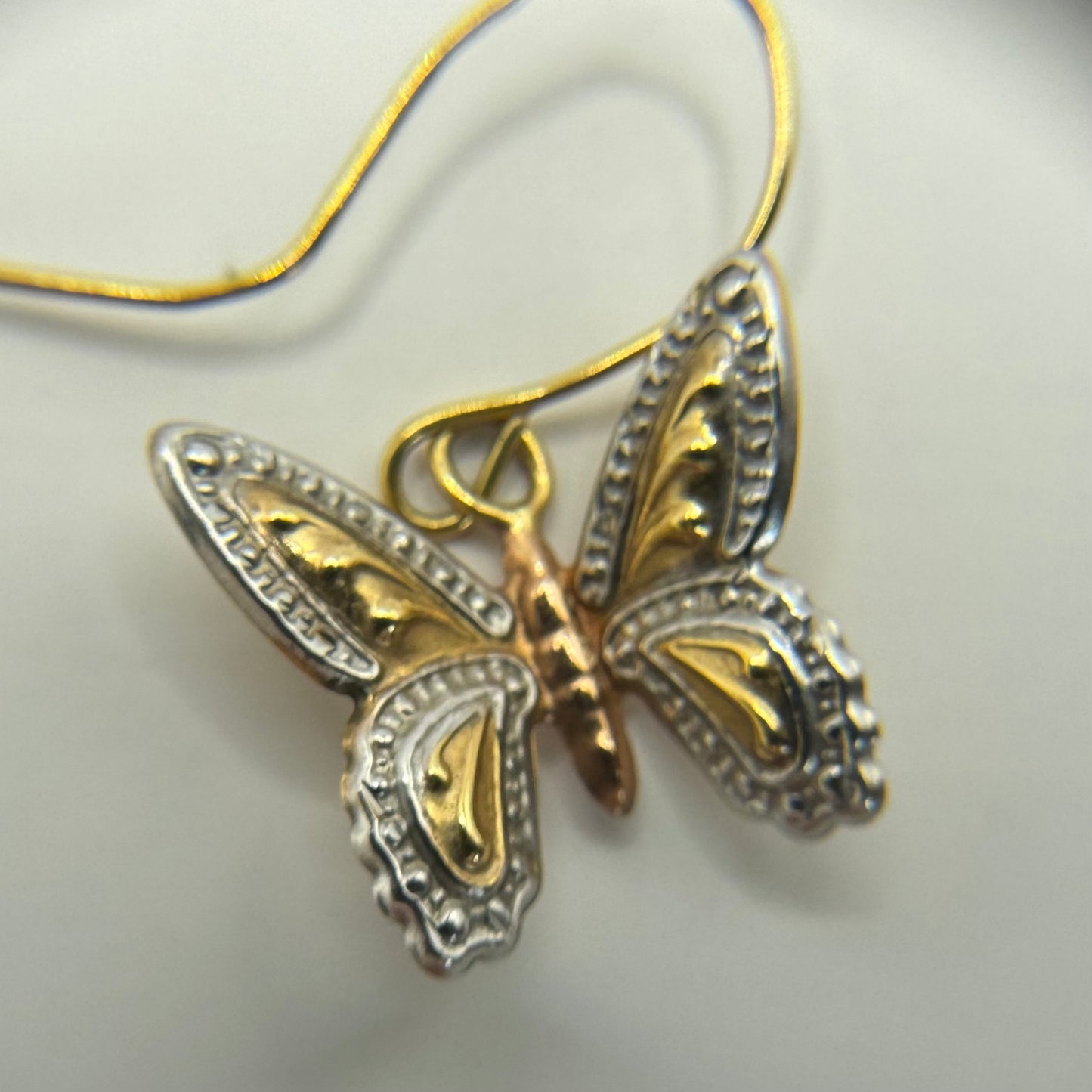 9ct Vintage tricolour butterfly earrings