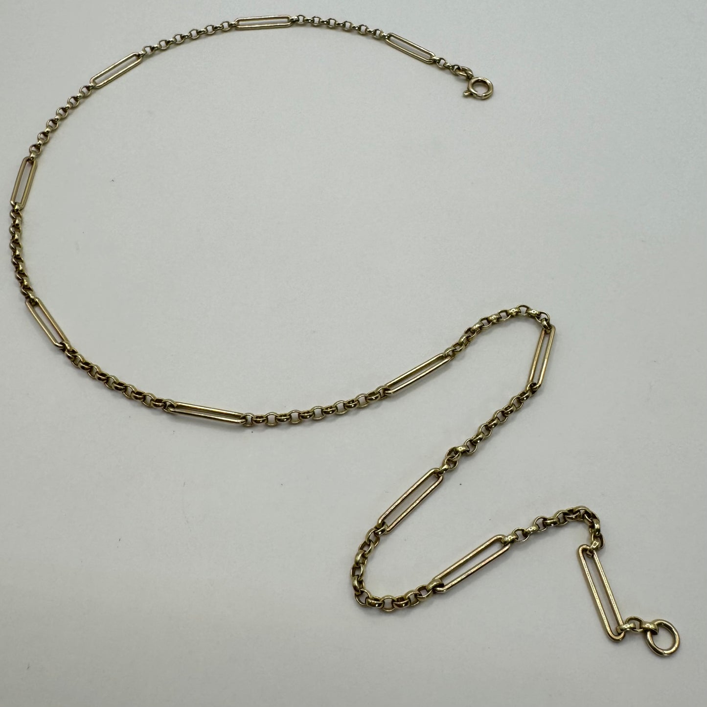 9ct Solid 'baby' paperclip and belcher chain