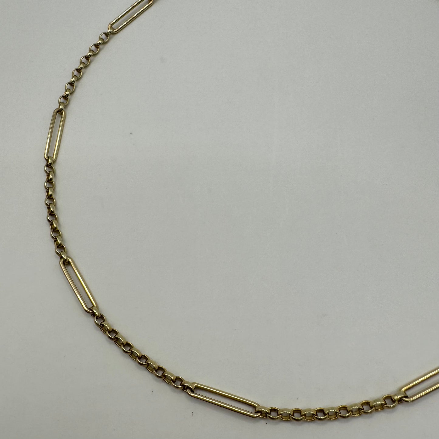 9ct Solid 'baby' paperclip and belcher chain