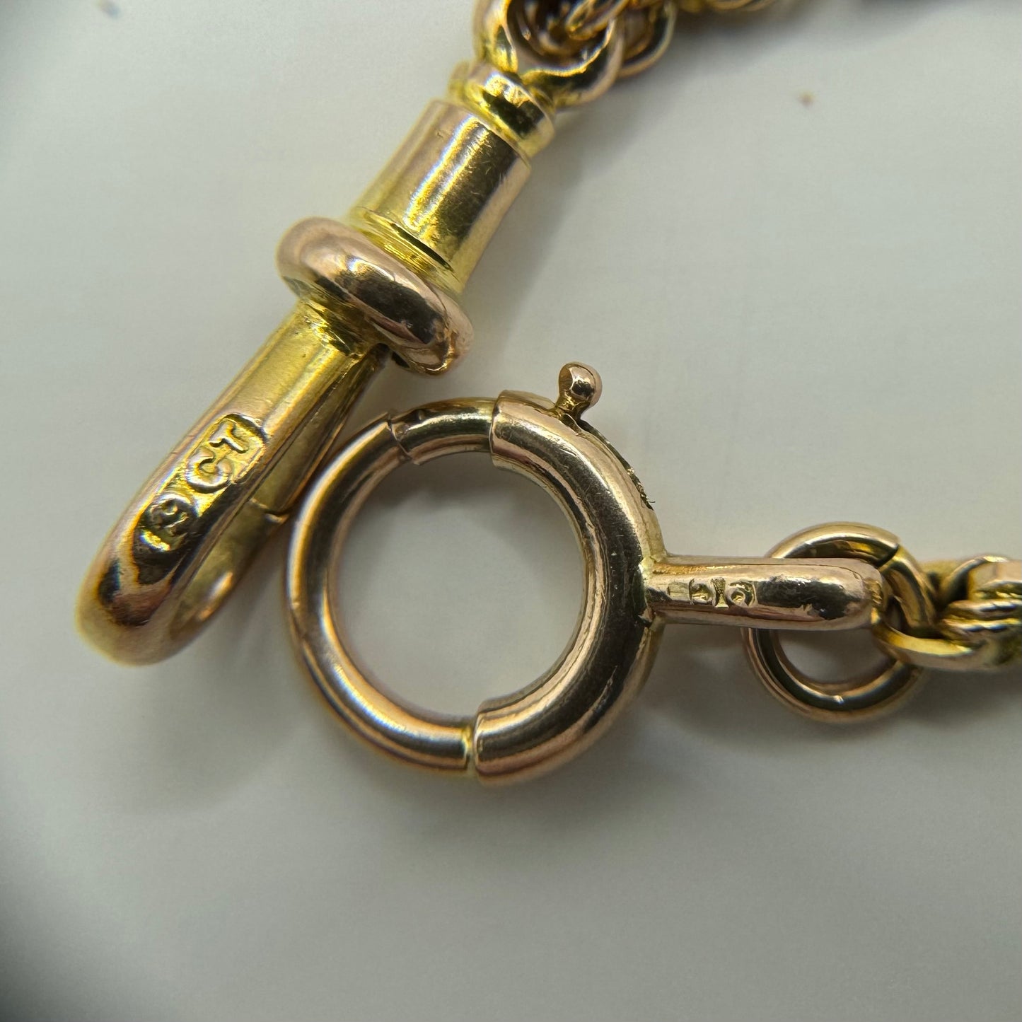 9ct Vintage love knot & fancy link bracelet with large bolt & dog clasp