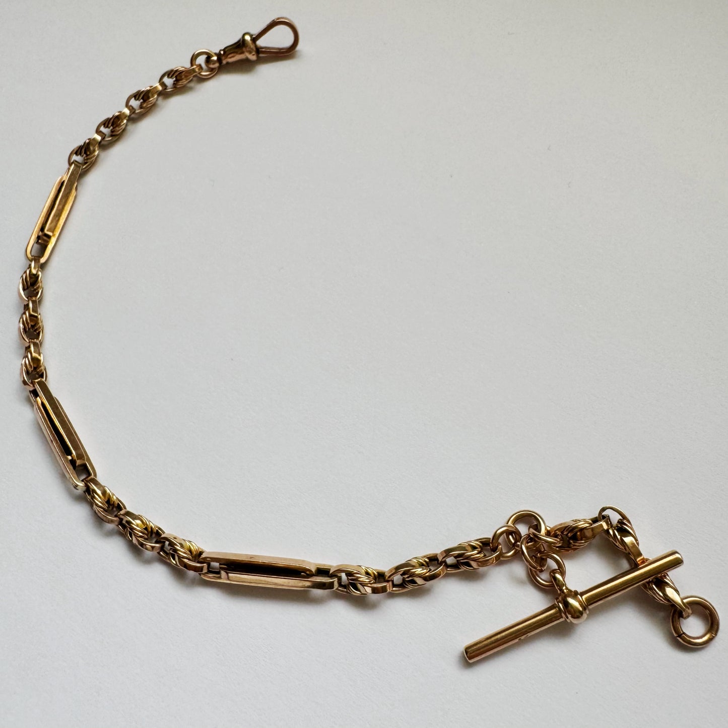 9ct Vintage loveknot & trombone bracelet