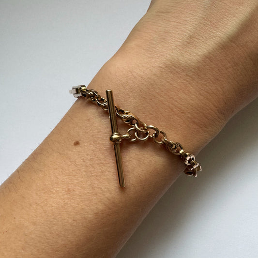 9ct Vintage loveknot & trombone bracelet