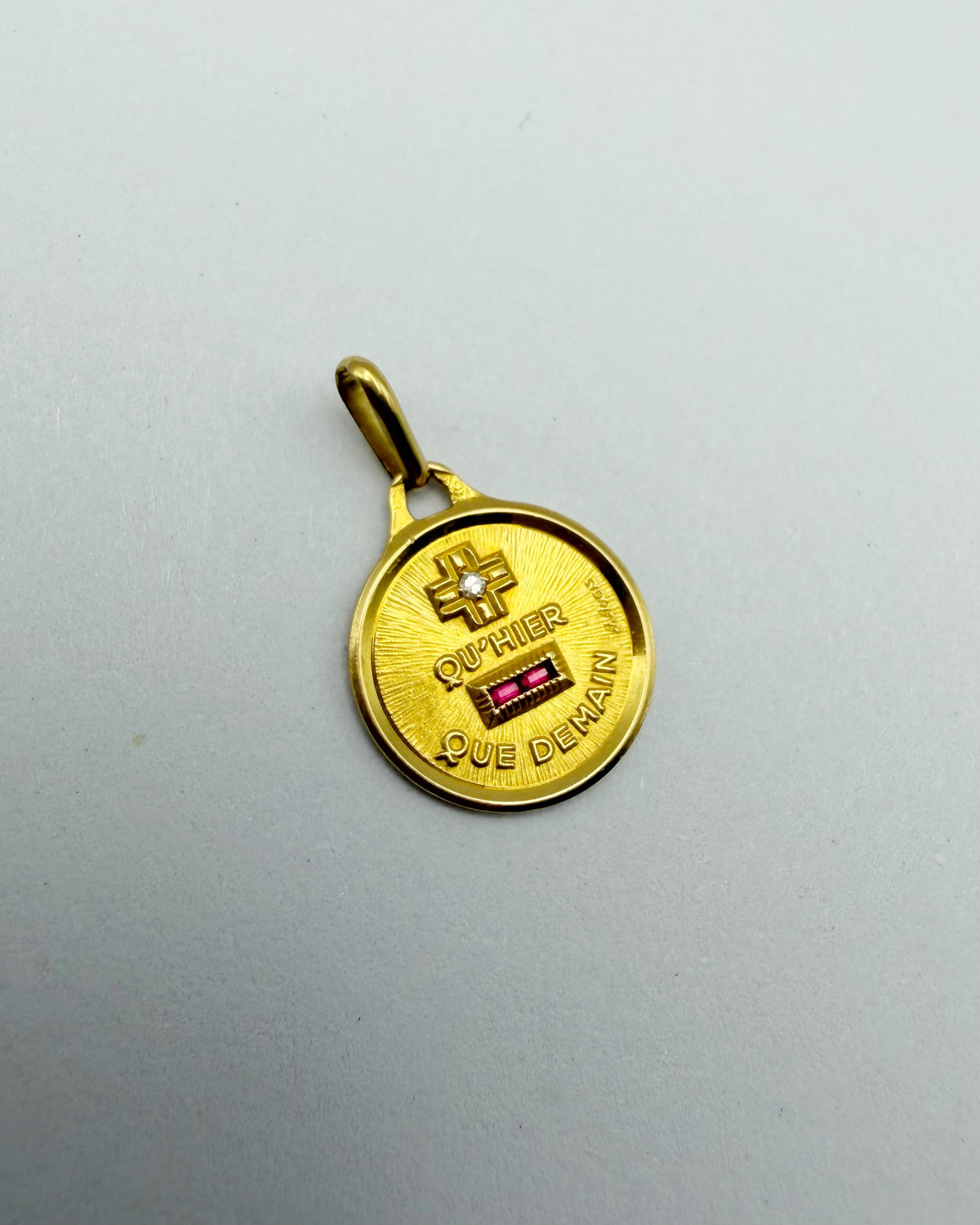 18ct Augis love token, ruby & diamond