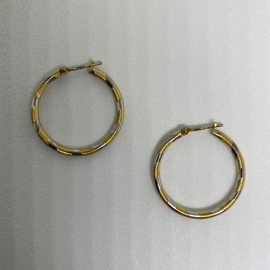 White & yellow gold hoops