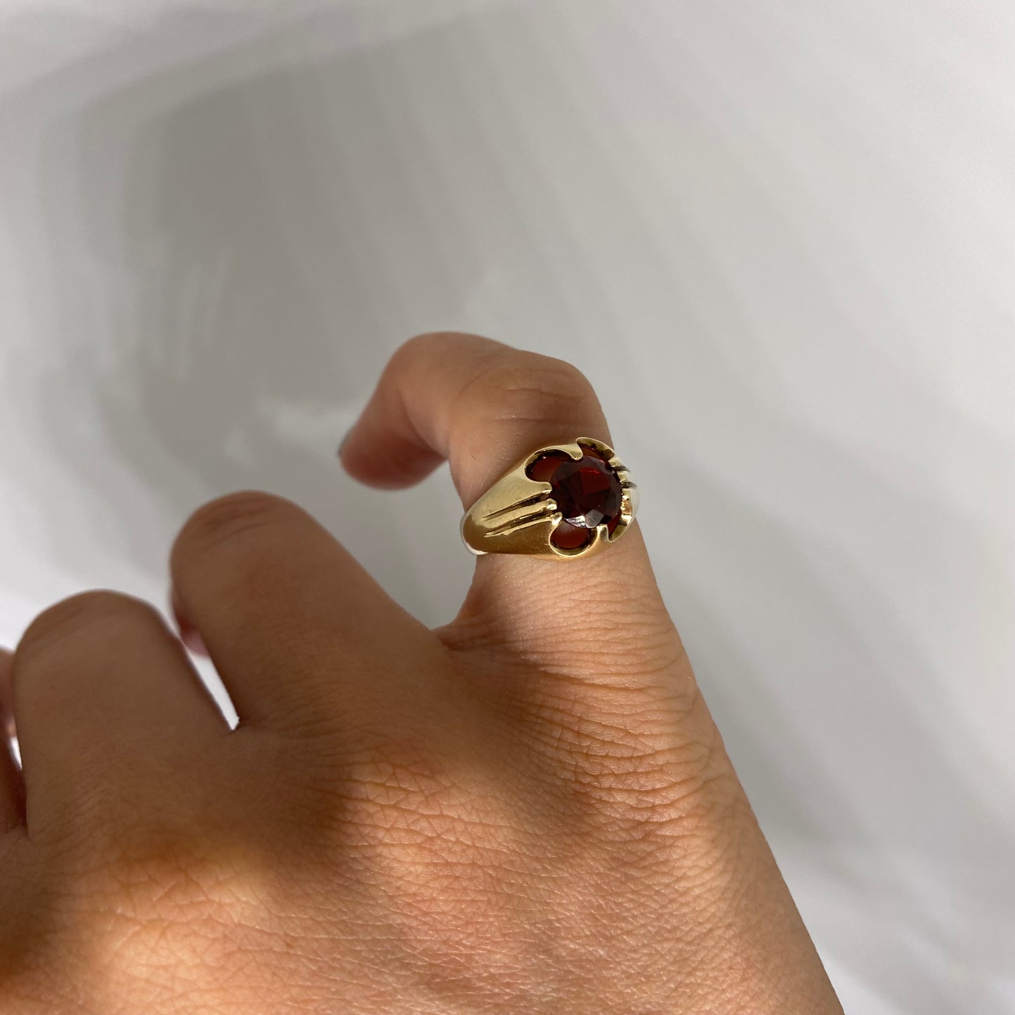 Garnet gypsy signet ring