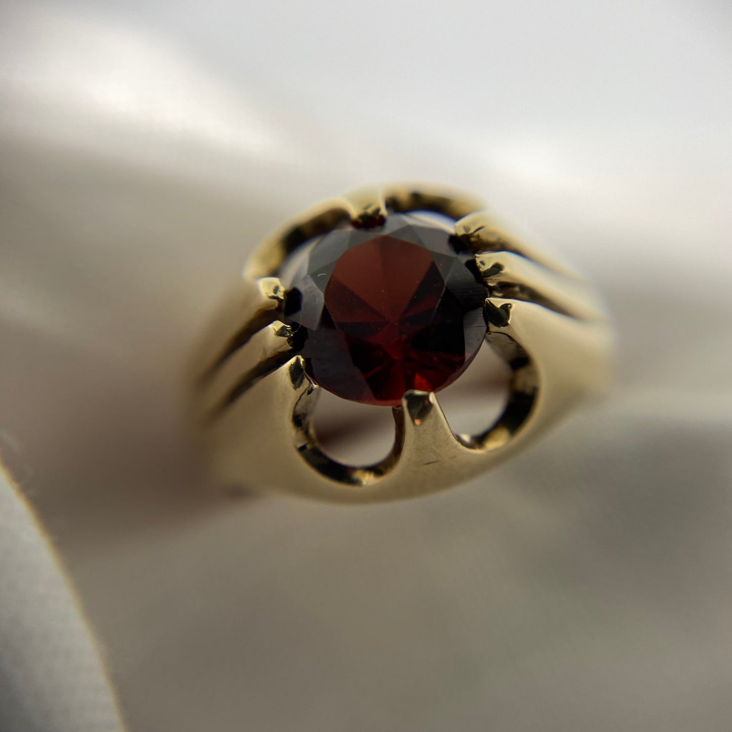 Garnet gypsy signet ring