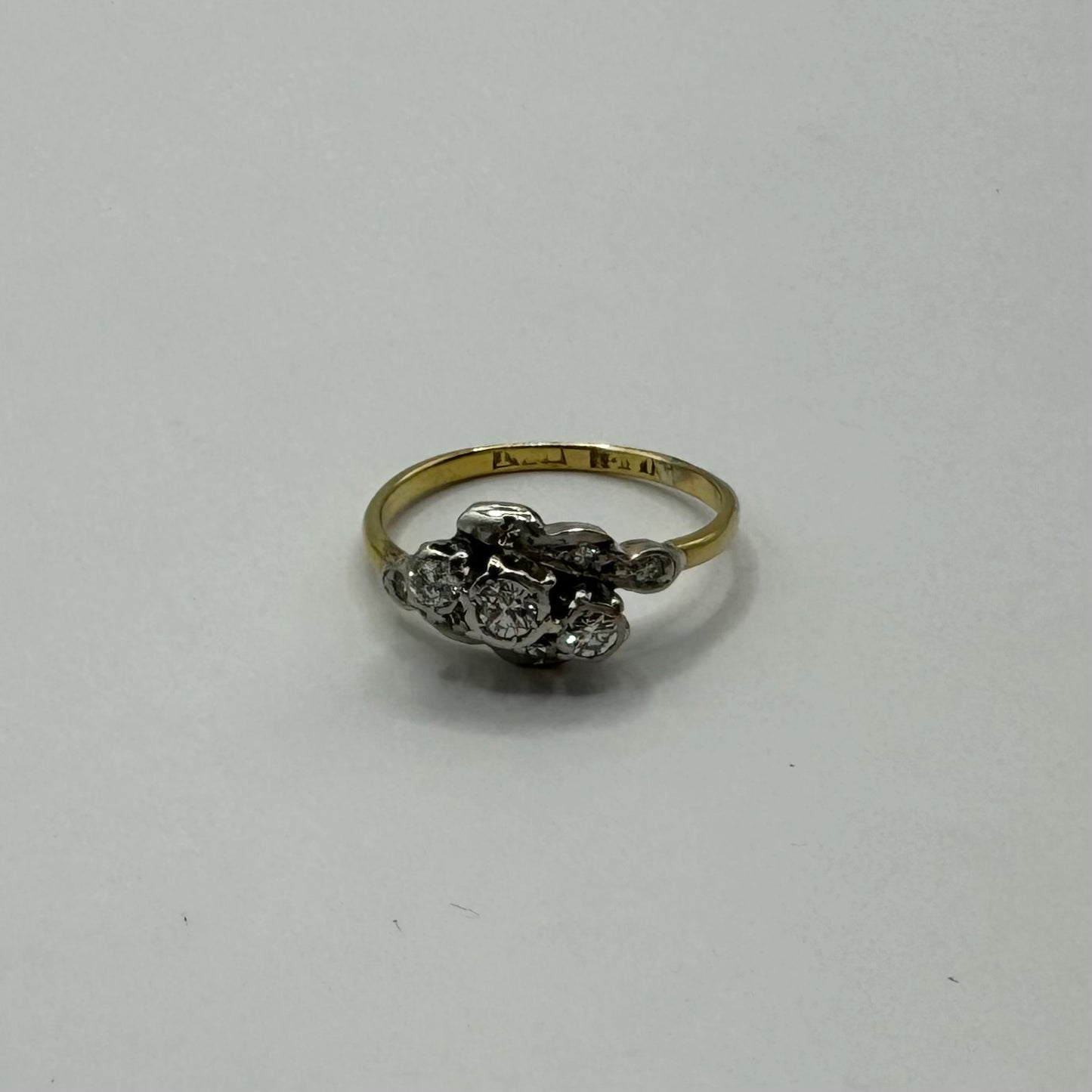 9ct & diamond vintage trio ring