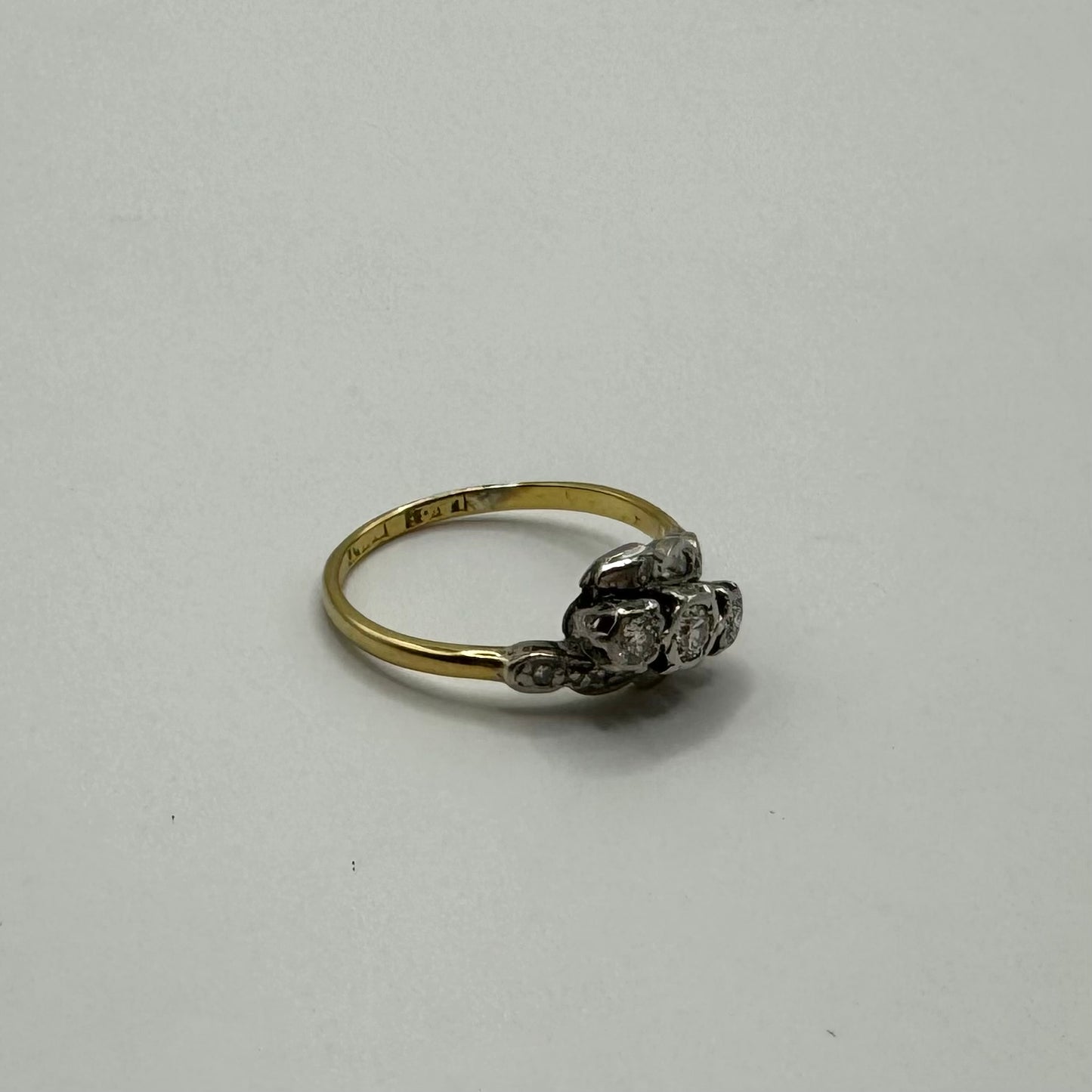 9ct & diamond vintage trio ring