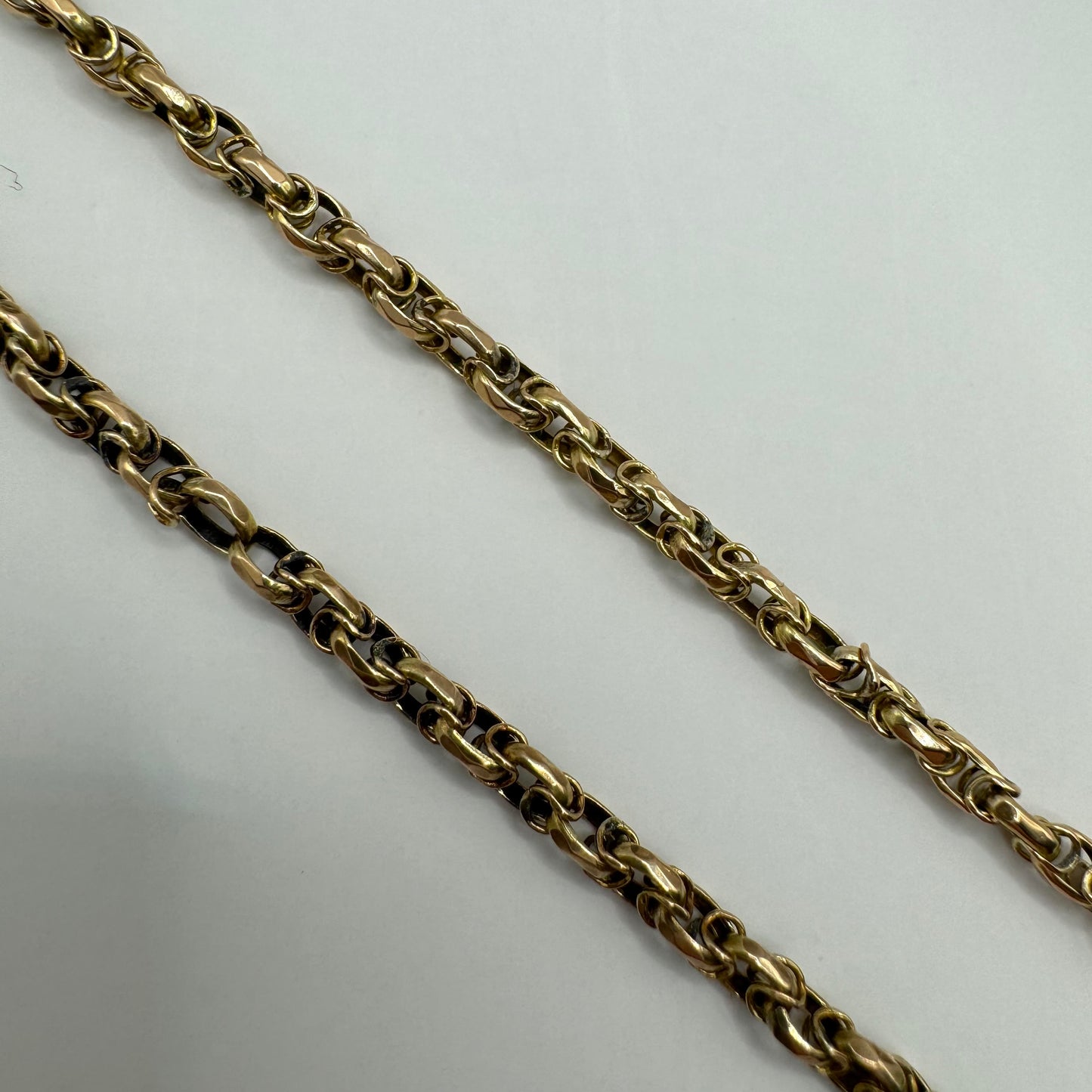 9ct Antique wrapped link belcher chain with barrel clasp