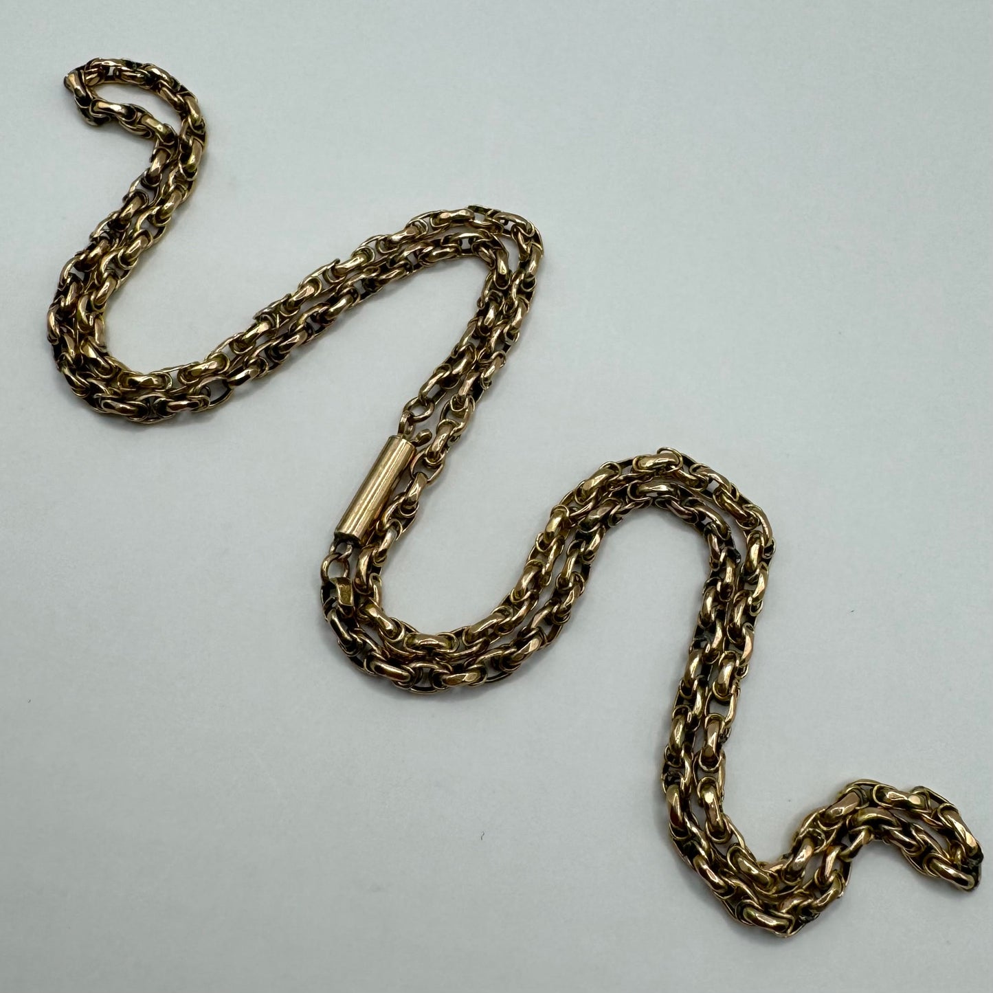 9ct Antique wrapped link belcher chain with barrel clasp