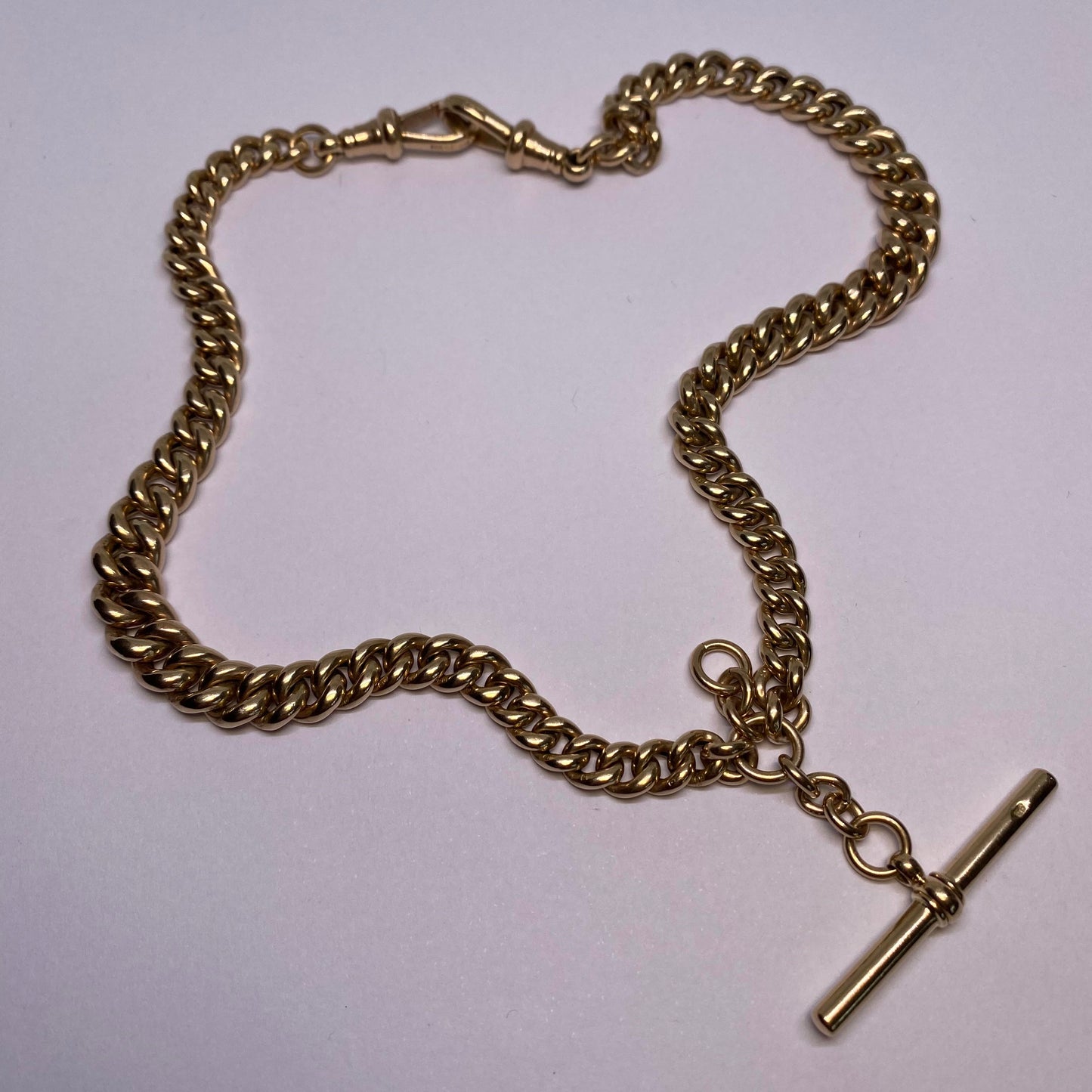 Chunky 9ct Albert chain with Tbar