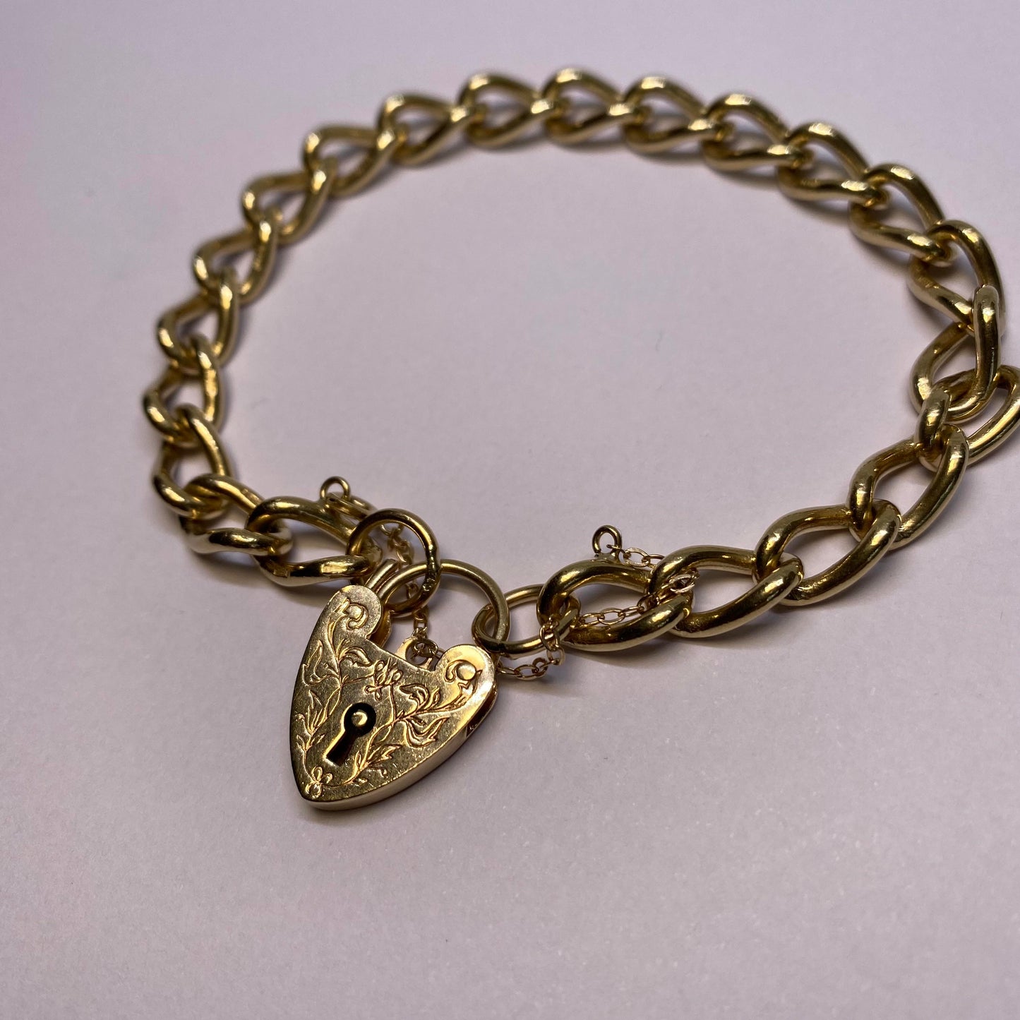 Vintage open curb bracelet with padlock