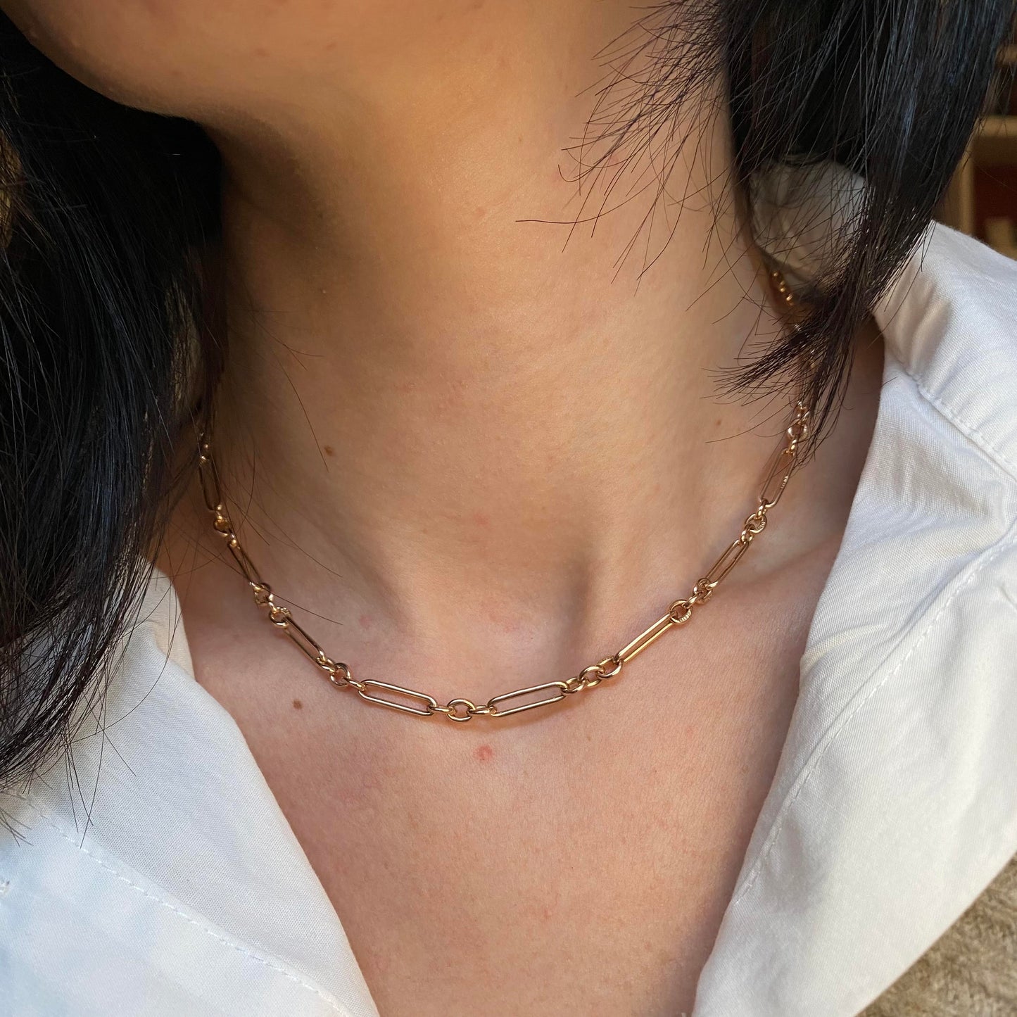 9ct Rose gold paperclip chain