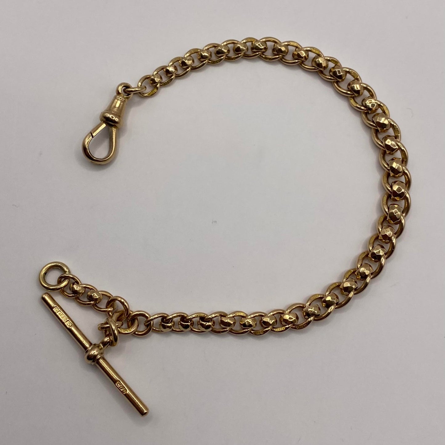 9ct Rollerball bracelet with tbar & dog clip